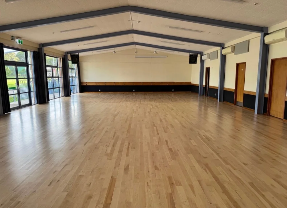 The hall at the Sunnynook Community Centre, with its sprung wooden floor